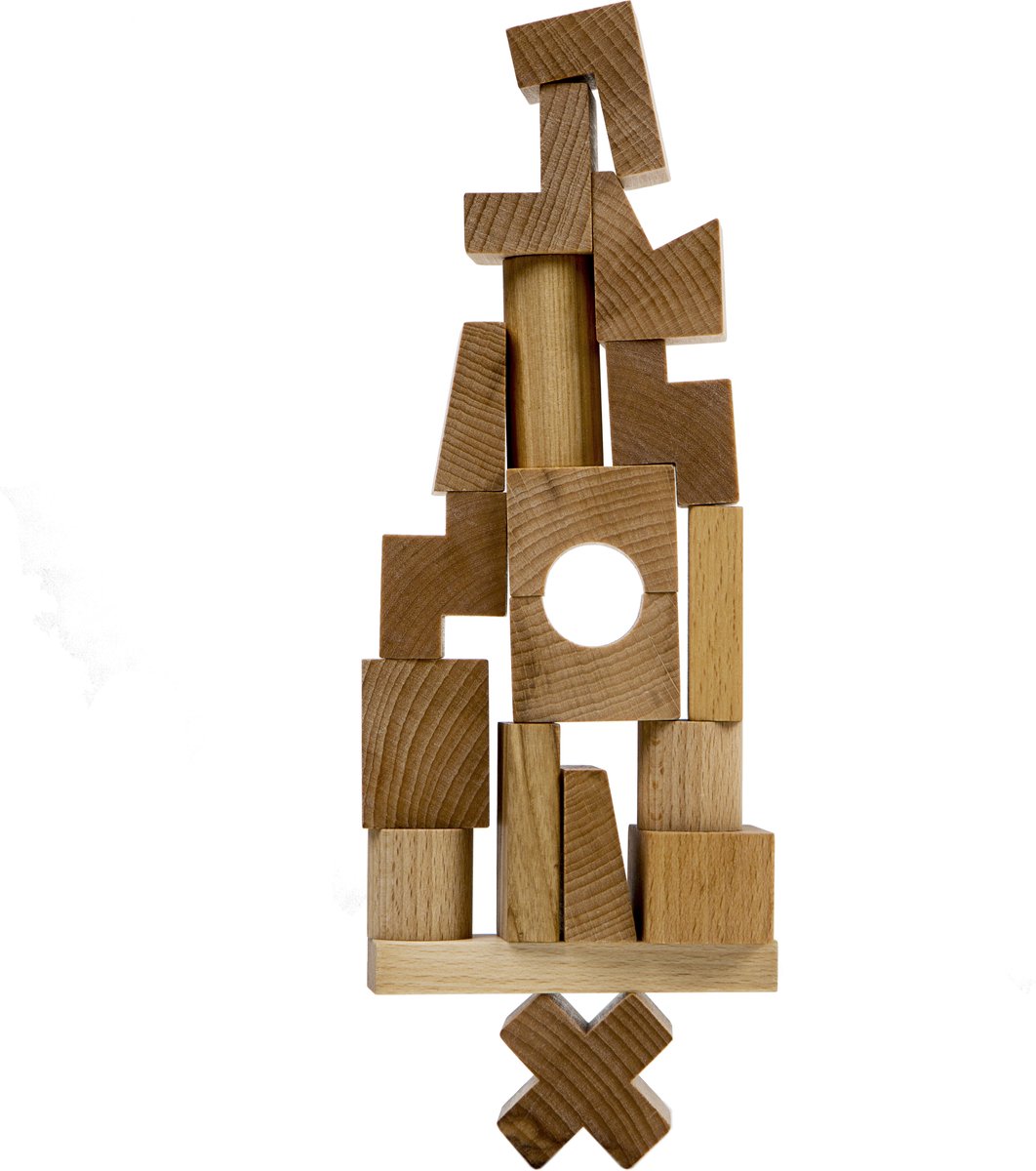 Wooden Story Wooden Stacking Tower | Houten Speelgoed Blokken | Houten Stapeltoren